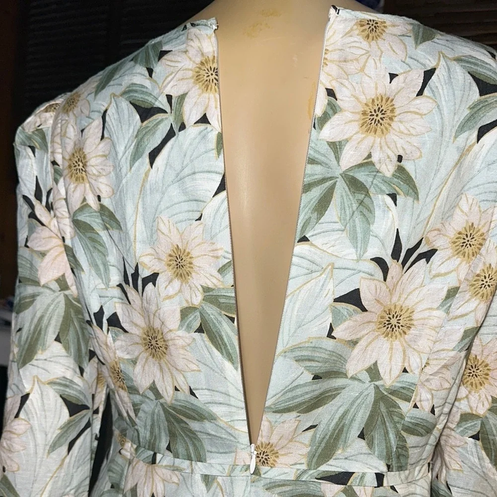 Tuckernuck Floral Long Sleeve Dress - Green and White - Picture 16 of 16